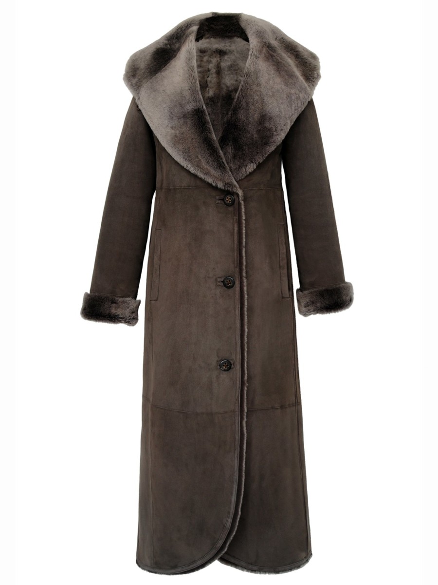 Damen-Lammfellmantel Emilia in der Farbe Brown Brisa